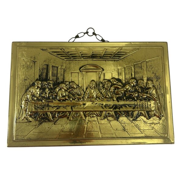Vtg Elpec Brass Metal Relief Art Last Supper Wall Hanging Christian Religious - Picture 7 of 7